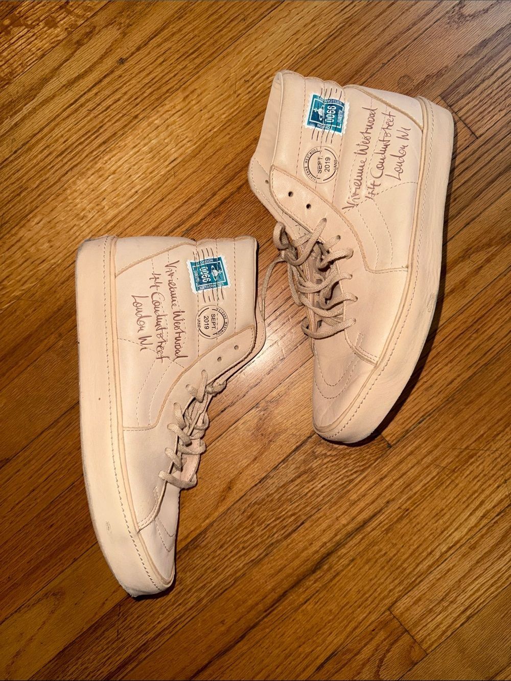Vans Vivienne Westwood Sk8 Hi Beige High-Top Sneakers 7.5 Men = 9 Women - Picture 6 of 8